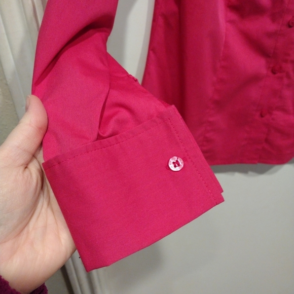 NWT Worthington Stretch Women's Fuchsia Pink Long Sleeve Button Down Shirt Sz 8 - Picture 5 of 7